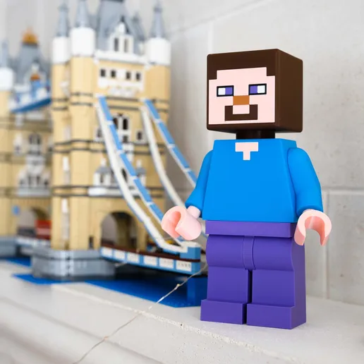 Minecraft Steve Giant Minifigure (16") – Blocky Adventure Awaits!